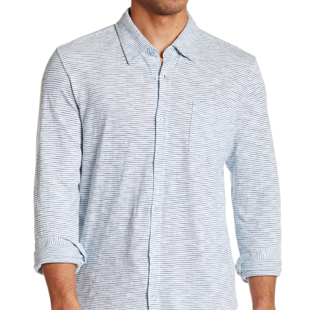 NEW Knit Cotton Shirt Men's XXL Stripe NEW Long Sleeve Cozy Soft NWT